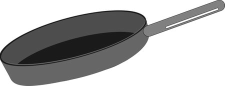 Illustration of a black frying pan isolated on a white background.のイラスト素材