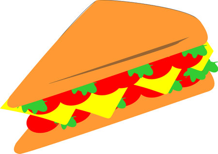 Illustration of a sandwich on a white background. Vector image.のイラスト素材