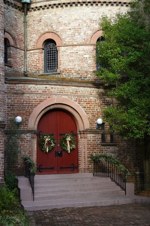 Entrance to Charleston's historic Circular Congregational Churchの写真素材