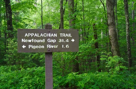 Appalachian Trail Sign, Great Smokey Mountains National Parkの写真素材