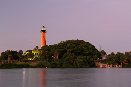 Historic Jupiter Lighthouse along the Jupiter Inlet in Palm Beach County, Floridaの写真素材