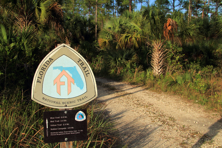 Trailhead to the Florida Trail in Big Cypress National Preserve, Florida Evergladesのeditorial素材