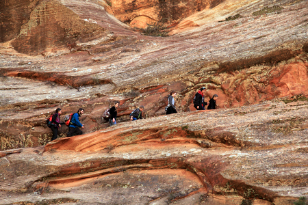Hidden Canyon Trail in Zion National Park, Utahの写真素材