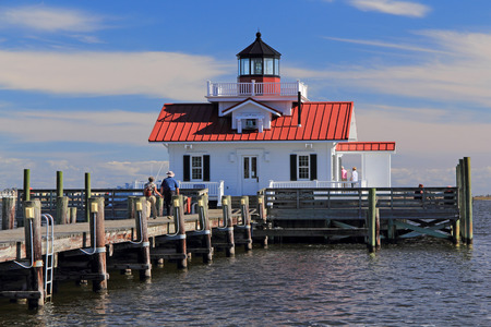 Roanoke Marshes Lighthouse in Manteo, North Carolinaのeditorial素材