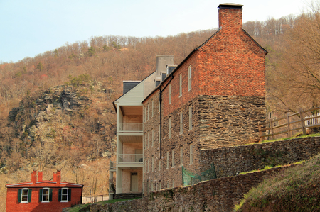 Public Way consists of several historic structures, including those of Marmion Row, which were constructed in the nineteenth century April 13, 2018 in Harpers Ferry, WVのeditorial素材