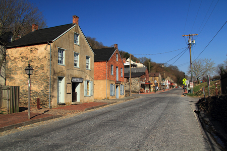 White Hall Tavern, located on Potomac Street in Harpers Ferry, West Virginia, has served as a warehouse, tavern and private residence April 14, 2018 in Harpers Ferry, WVのeditorial素材