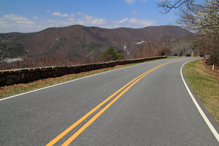 Scenic Skyline Drive makes its way through the Appalachian Mountains in beautiful Shenandoah National Park, located in the western part of the state of Virginia in the United Statesの写真素材