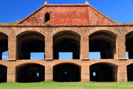The countless brick arches of Fort Jefferson are one of the unique architectural features of this mighty military outpost in Dry Tortugas National Park, located in the Florida Keysのeditorial素材