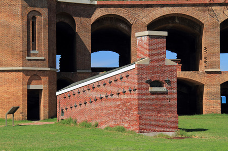 The hot shot furnace is one of the few well preserved structures found on Fort Jeffersonâs parade ground, Dry Tortugas National Park, Florida Keysのeditorial素材