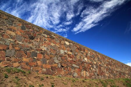 Remnants of defensive fortifications surrounding Colonia Del Sacramento, in the South American country of Uruguay, are still visible throughout parts of the old colonial quarterの写真素材