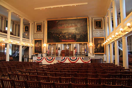 Now part of Boston National Historical Park, Faneuil Hall was a prominent center of colonial resistance in the lead up to the American Revolutionのeditorial素材