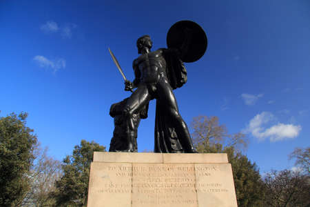 The 18 foot high statue of Achilles, the Greek hero of the Trojan War, commemorates the soldier and...