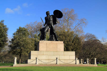 The 18 foot high statue of Achilles, the Greek hero of the Trojan War, commemorates the soldier and politician, Arthur Wellesley, 1st Duke of Wellington March 13, 2020 in London Englandのeditorial素材