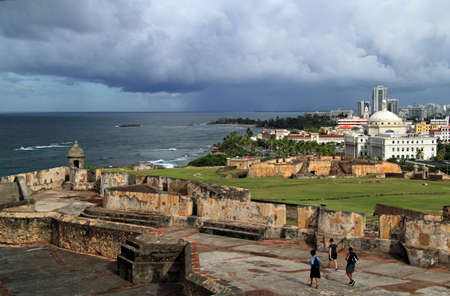 Castillo San Cristobal is one of two massive fortifications built by Spain in order to protect the city of San Juan, Puerto Ricoのeditorial素材