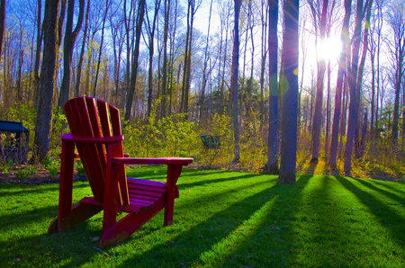 Red Muskoka Chairの写真素材