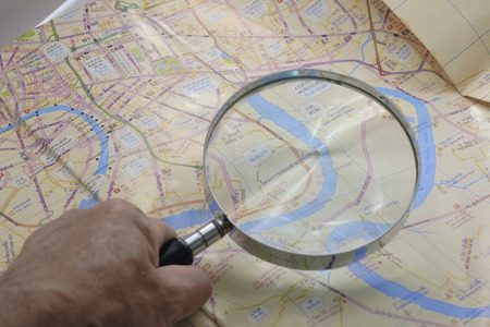 Magnifying glass and map.の写真素材