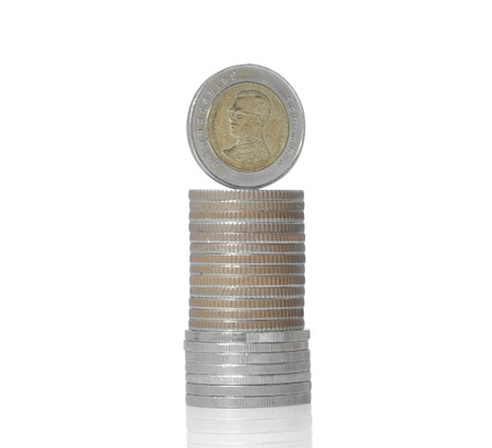 Thai coins on white background の写真素材