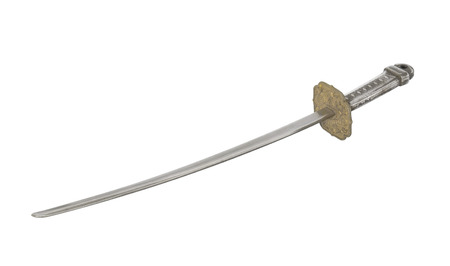 Sword shaped barrette on white .の写真素材