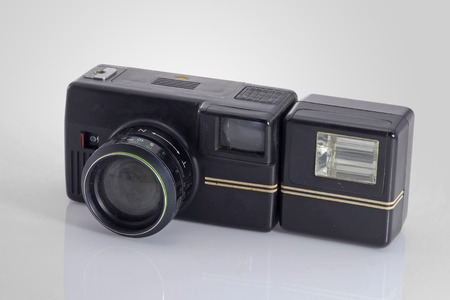 Old camera on the table 