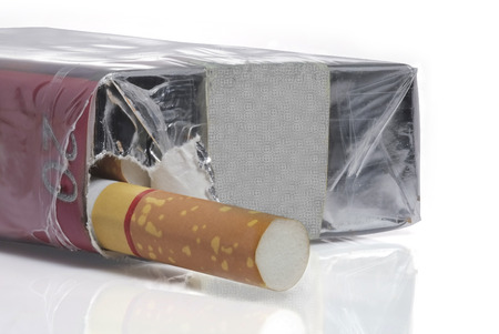 Closeup of a pile of cigarettes の写真素材