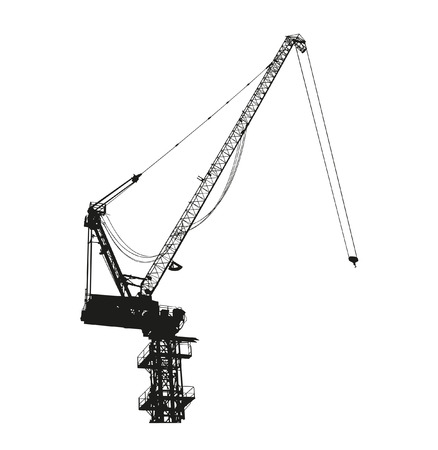 Silhouette of crane on white background のイラスト素材