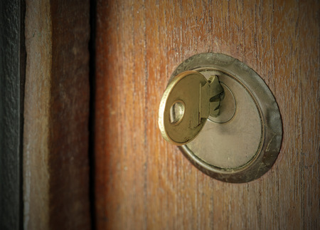 Plug in the key, the door was closed, selected focus on the key.の写真素材