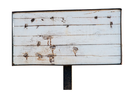 Dirty wood sign on white background.の写真素材