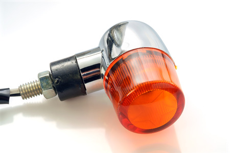 Turn signal of motorcycle on white background.の写真素材