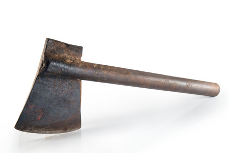 Old and dirty axe on white background.の写真素材