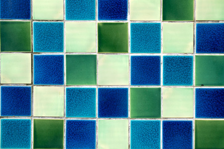 Colorful wall tiles background. Cool tone.