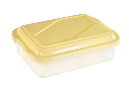 Plastic container on white background.の写真素材