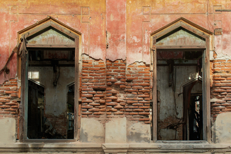 Windows of old abandoned house.の写真素材