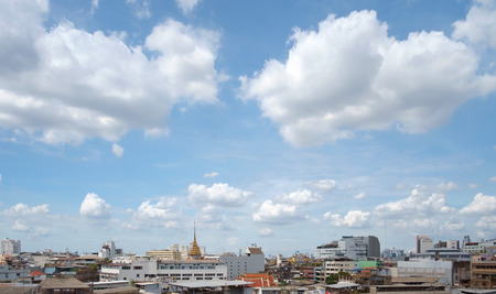 View of Bangkok city, Thailand with blue sky background.のeditorial素材