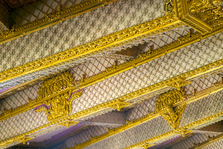Decor ceiling of temple, Wat Yai Chai Mongkol, Roy Ed, Thailand.の写真素材