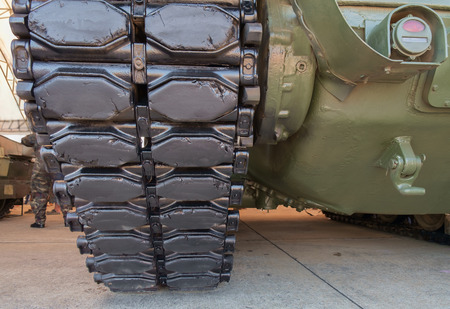Military tank tracks,close up of crawler.の写真素材