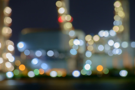 Abstract blur background. View of Oil refinery at night.の写真素材