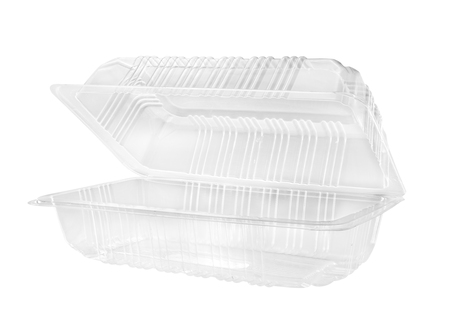Plastic food container on white background.の写真素材