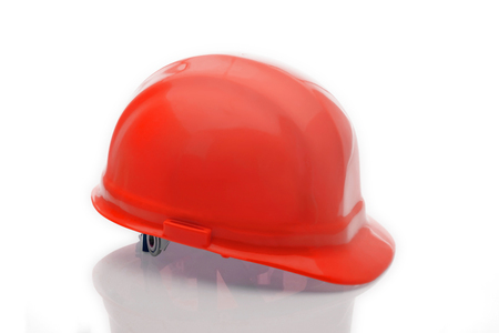 Red safety hat on the table.の写真素材