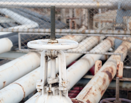 View of old and dirty water valve.の写真素材