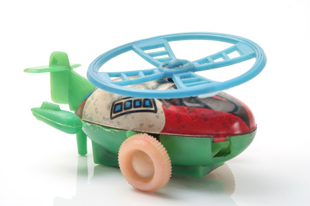 Toy helicopter on white background.の写真素材