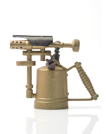 Vintage toy, burner machine on white background.の写真素材