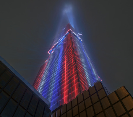 Night light city, Mahanakhon tallest tower in bangkok, Thailand.のeditorial素材