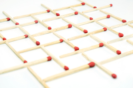 View of mesh, made from matchsticks.の写真素材