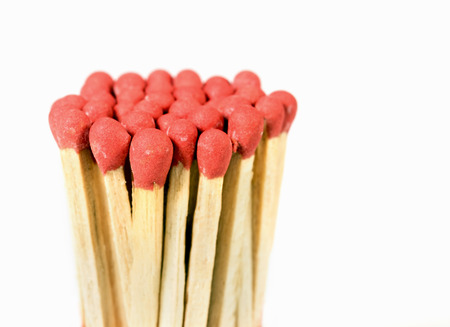 View of matchsticks on white table.の写真素材