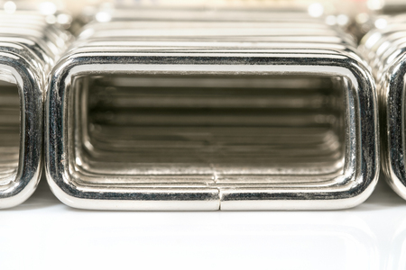 View of dirty iron loop on white background.の写真素材