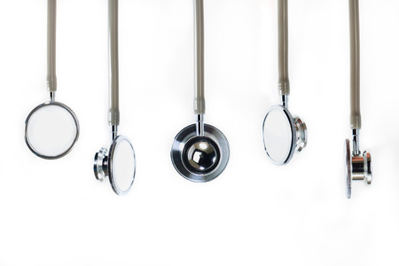 View of stethoscope on white background.