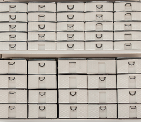 Plastic box container on shelf in the store.の写真素材