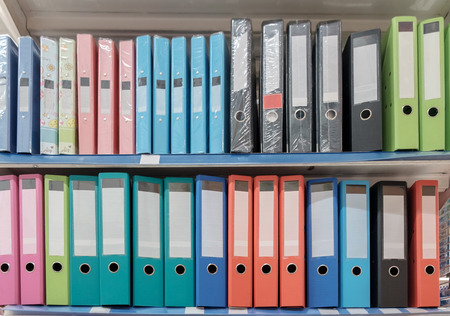 Office folders on shelf in the store.の写真素材