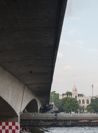 View of system transportation on the river. Movement.の写真素材