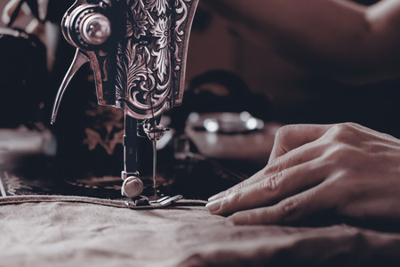 View of sewing machine. Vintage style.の写真素材